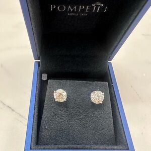 White Gold Stud Earrings Certified Lab Grown Earrings 3 carat total weight